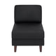 Black |#| Commercial Modular Armless Middle Chair with Solid Wood Legs-Black LeatherSoft