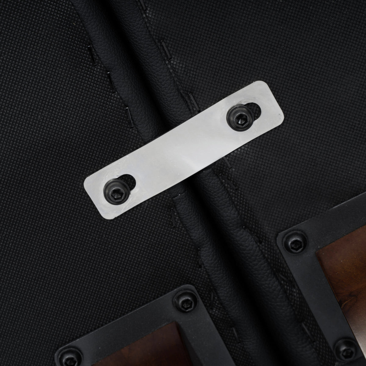 Black |#| Commercial Modular Armless Middle Chair with Solid Wood Legs-Black LeatherSoft