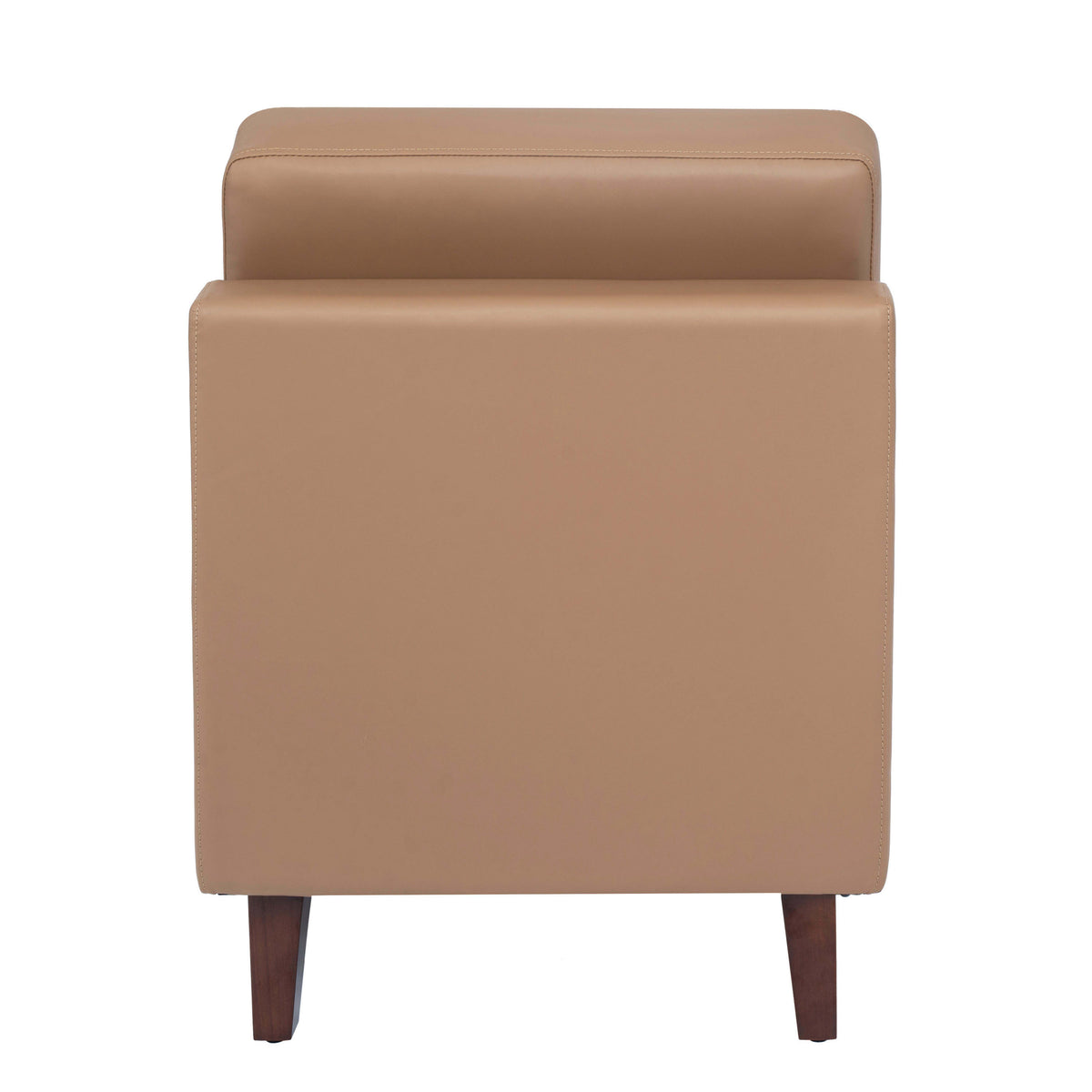 Cognac |#| Commercial Modular Armless Middle Chair with Solid Wood Legs-Cognac LeatherSoft