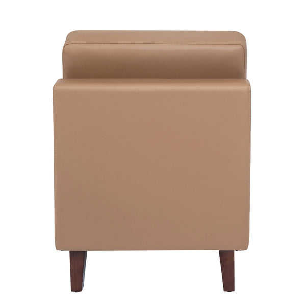 Cognac |#| Commercial Modular Armless Middle Chair with Solid Wood Legs-Cognac LeatherSoft