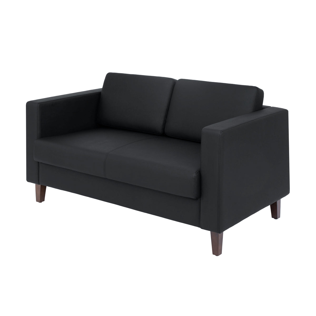 Black |#| Commercial Lobby Loveseat with 2 Outlets/1 USB/1 USB-C Ports-Black LeatherSoft