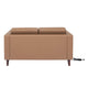 Cognac |#| Commercial Lobby Loveseat with 2 Outlets/1 USB/1 USB-C Ports-Cognac LeatherSoft