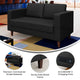 Black |#| Commercial Lobby Loveseat with 2 Outlets/1 USB/1 USB-C Ports-Black LeatherSoft