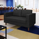Black |#| Commercial Lobby Loveseat with 2 Outlets/1 USB/1 USB-C Ports-Black LeatherSoft