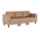Cognac |#| Commercial Reception Sofa with Outlets/USB/USB-C Ports in Cognac LeatherSoft