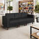 Black |#| Commercial Reception Sofa with Outlets/USB/USB-C Ports in Black LeatherSoft