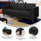 Black |#| Commercial Reception Sofa with Outlets/USB/USB-C Ports in Black LeatherSoft