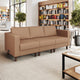 Cognac |#| Commercial Reception Sofa with Outlets/USB/USB-C Ports in Cognac LeatherSoft