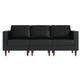 Black |#| Commercial Reception Sofa with Outlets/USB/USB-C Ports in Black LeatherSoft