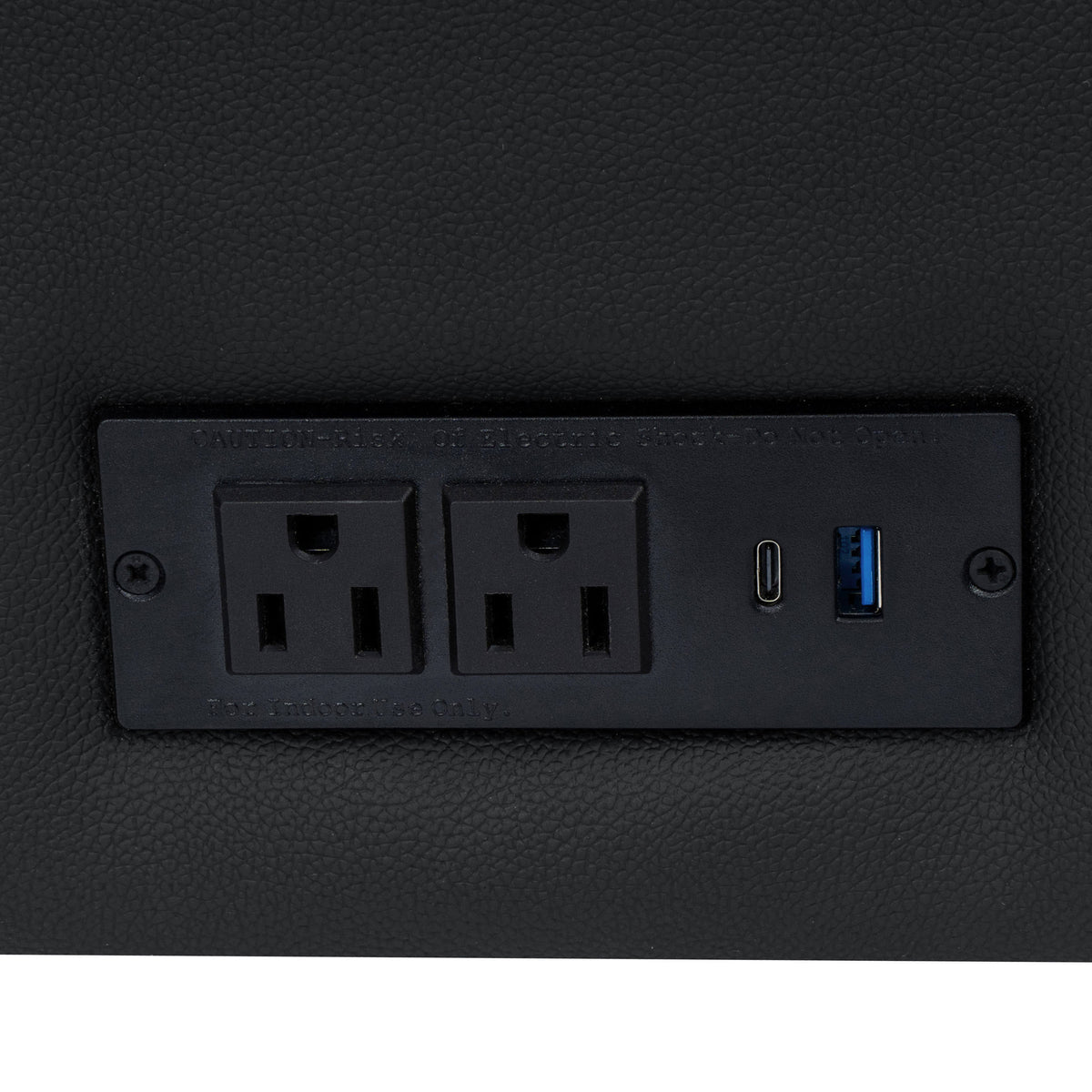 Black |#| Commercial Reception Sofa with Outlets/USB/USB-C Ports in Black LeatherSoft
