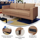 Cognac |#| Commercial Reception Sofa with Outlets/USB/USB-C Ports in Cognac LeatherSoft