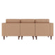Cognac |#| Commercial Reception Sofa with Outlets/USB/USB-C Ports in Cognac LeatherSoft