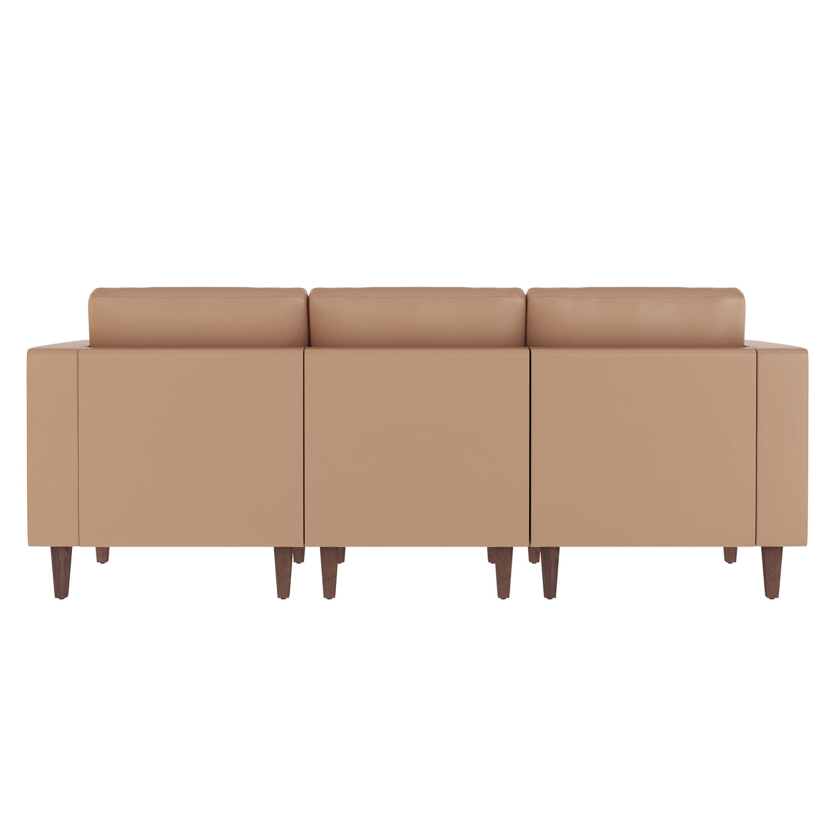 Cognac |#| Commercial Reception Sofa with Outlets/USB/USB-C Ports in Cognac LeatherSoft