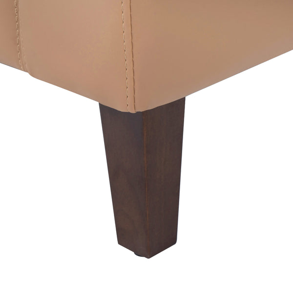 Cognac |#| Commercial Reception Sofa with Outlets/USB/USB-C Ports in Cognac LeatherSoft