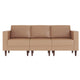 Cognac |#| Commercial Reception Sofa with Outlets/USB/USB-C Ports in Cognac LeatherSoft