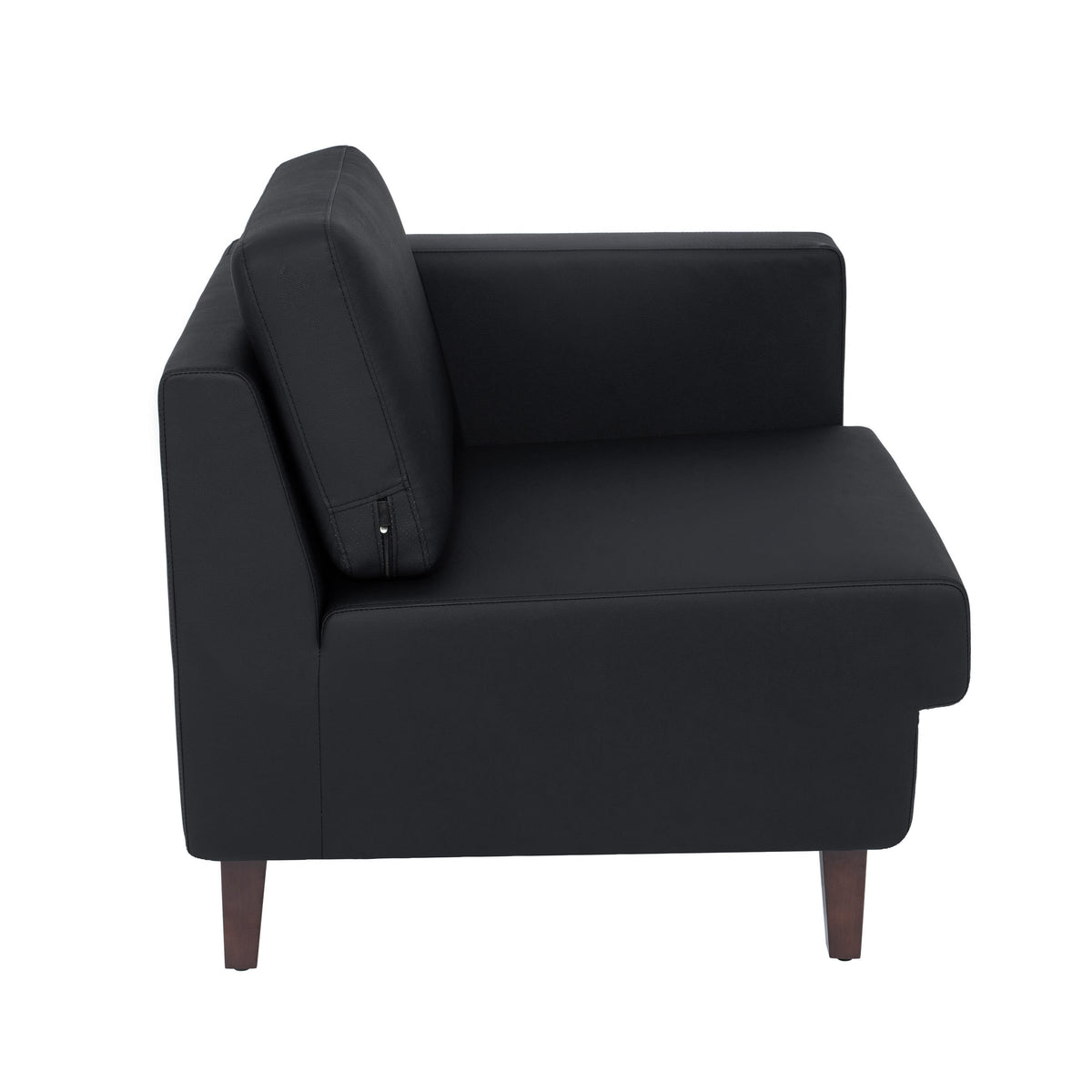 Black |#| Commercial Modular Right Arm Chair with AC/USB/USB-C Chargers-Black LeatherSoft
