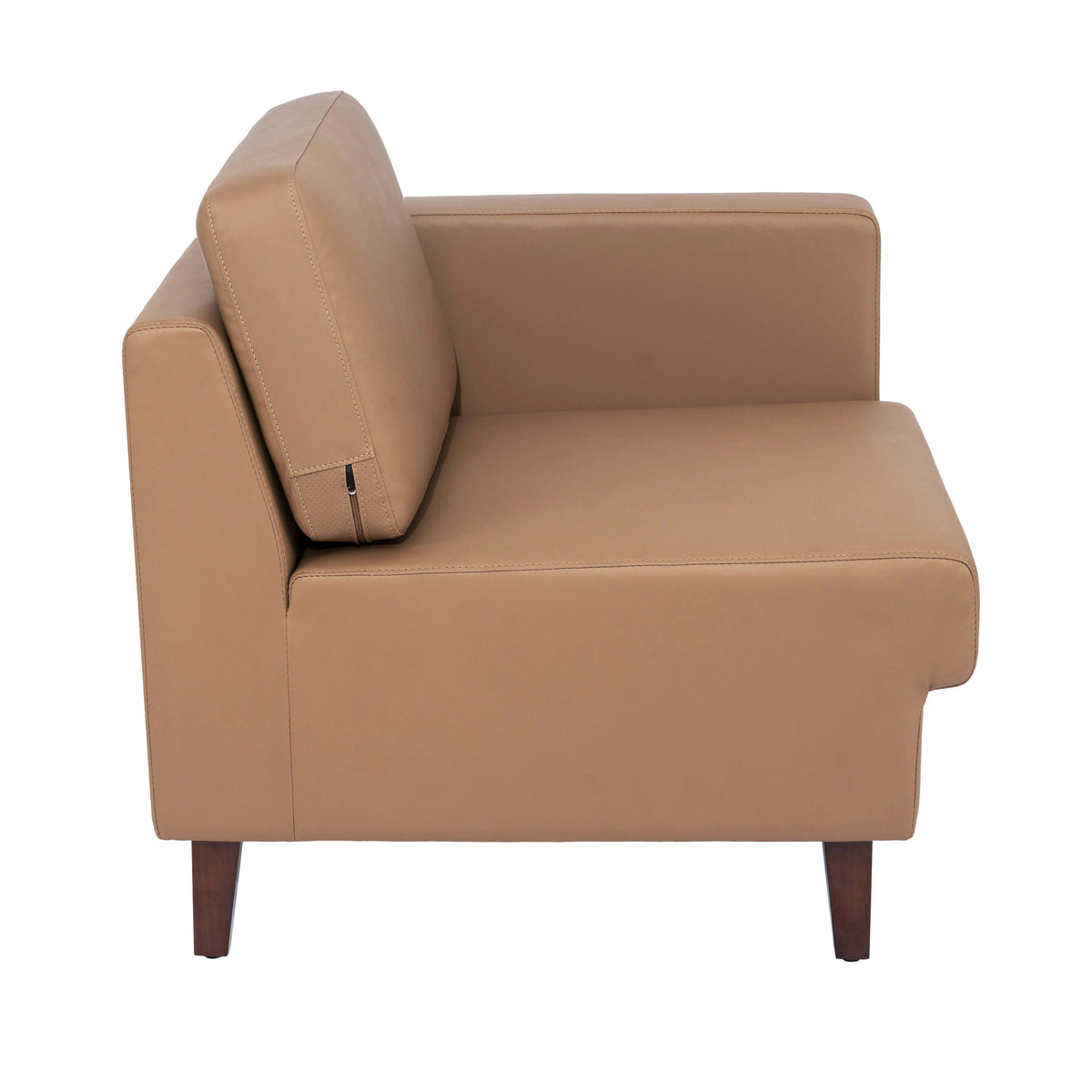 Cognac |#| Commercial Modular Right Arm Chair with AC/USB/USB-C Chargers-Cognac LeatherSoft