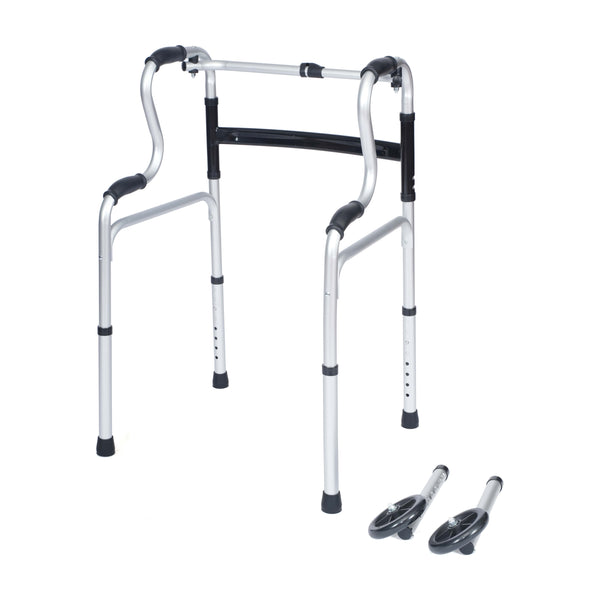 Lightweight Adjustable Height Bi-Level Folding Walker w/ Dual Frame Types in Gry