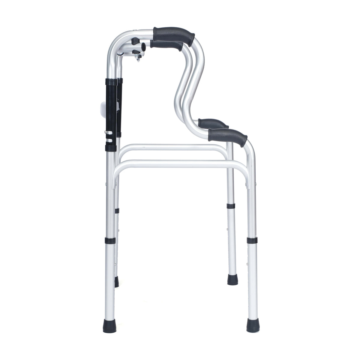 Lightweight Adjustable Height Bi-Level Folding Walker w/ Dual Frame Types in Gry