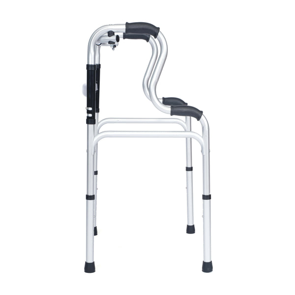Lightweight Adjustable Height Bi-Level Folding Walker w/ Dual Frame Types in Gry
