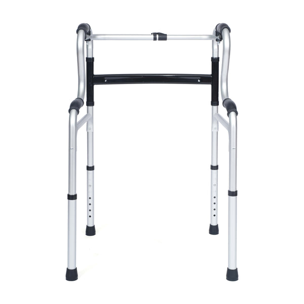 Lightweight Adjustable Height Bi-Level Folding Walker w/ Dual Frame Types in Gry