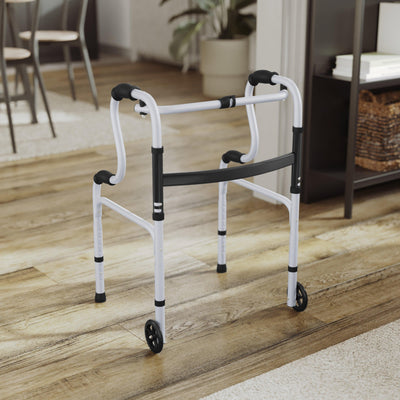 HERCULES Bi-Level Folding Walker with Adjustable Height, Interchangeable Wheels or Feet, Dual Frame Types, and Lightweight Design - View 2