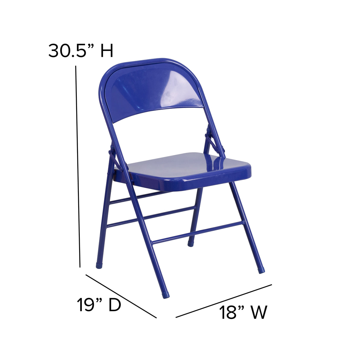 Cobalt Blue |#| Cobalt Blue Triple Braced & Double Hinged Metal Folding Chair - Event Chair