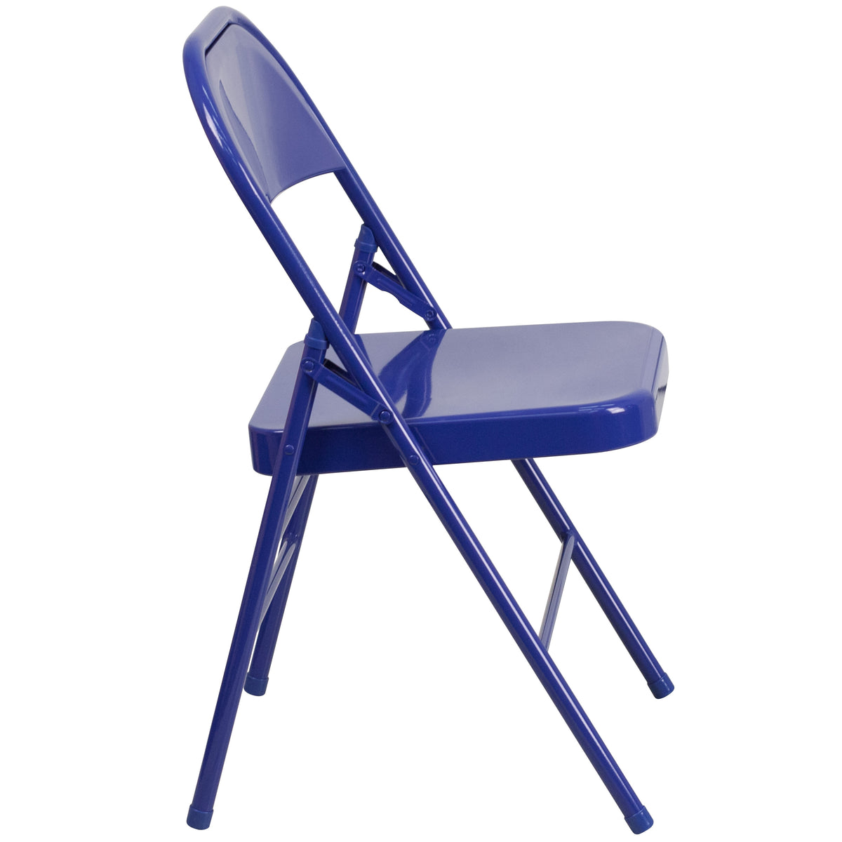 Cobalt Blue |#| Cobalt Blue Triple Braced & Double Hinged Metal Folding Chair - Event Chair