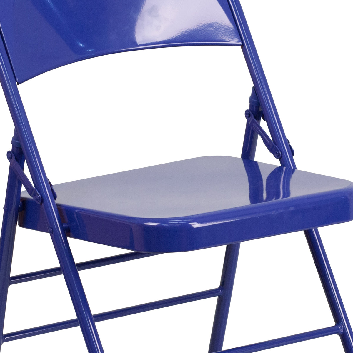 Cobalt Blue |#| Cobalt Blue Triple Braced & Double Hinged Metal Folding Chair - Event Chair