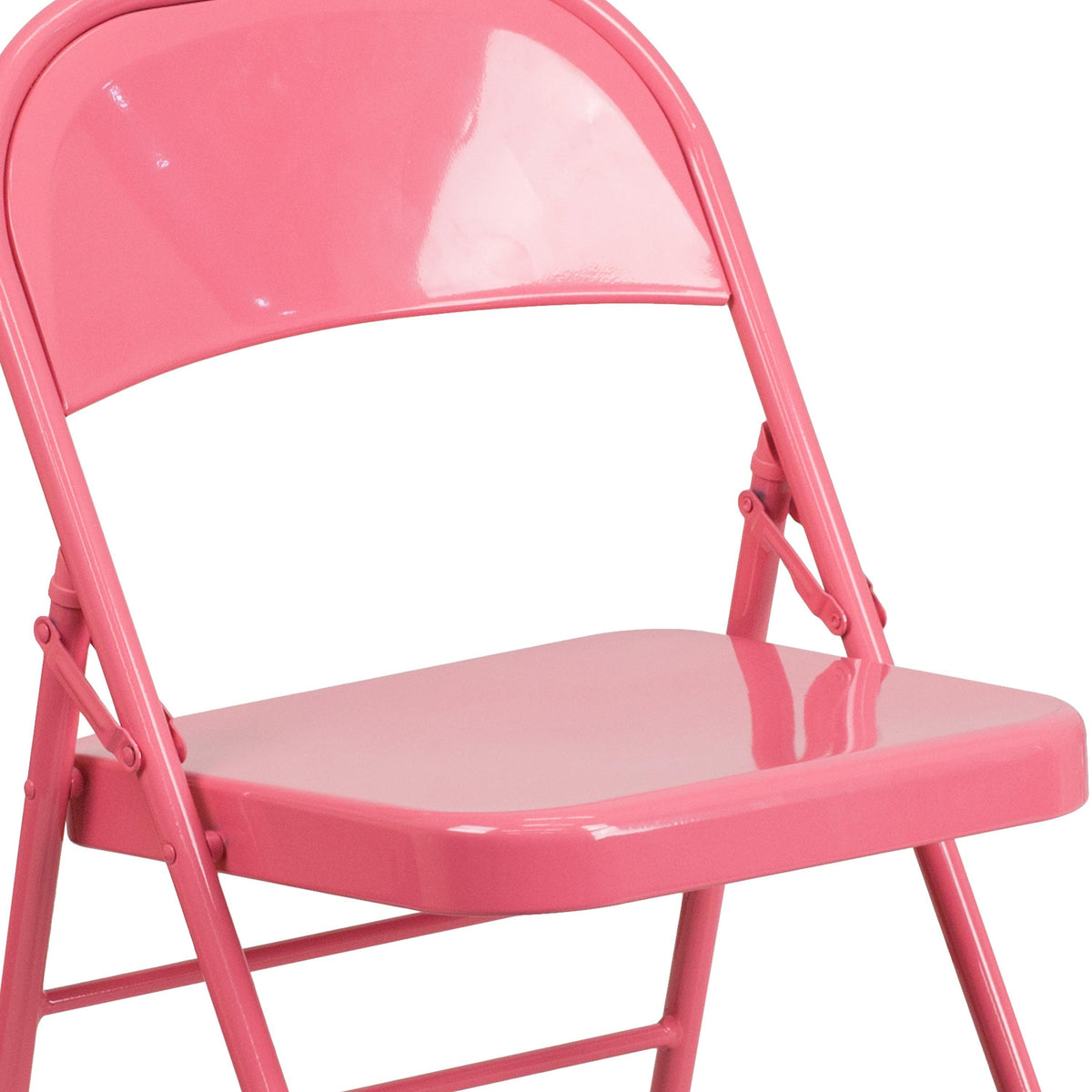 Bubblegum Pink |#| Bubblegum Pink Triple Braced & Double Hinged Metal Folding Chair - Vivid Color