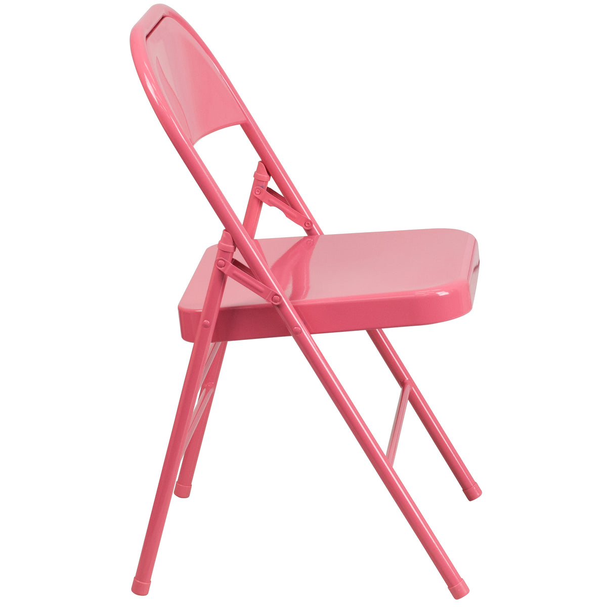 Bubblegum Pink |#| Bubblegum Pink Triple Braced & Double Hinged Metal Folding Chair - Vivid Color