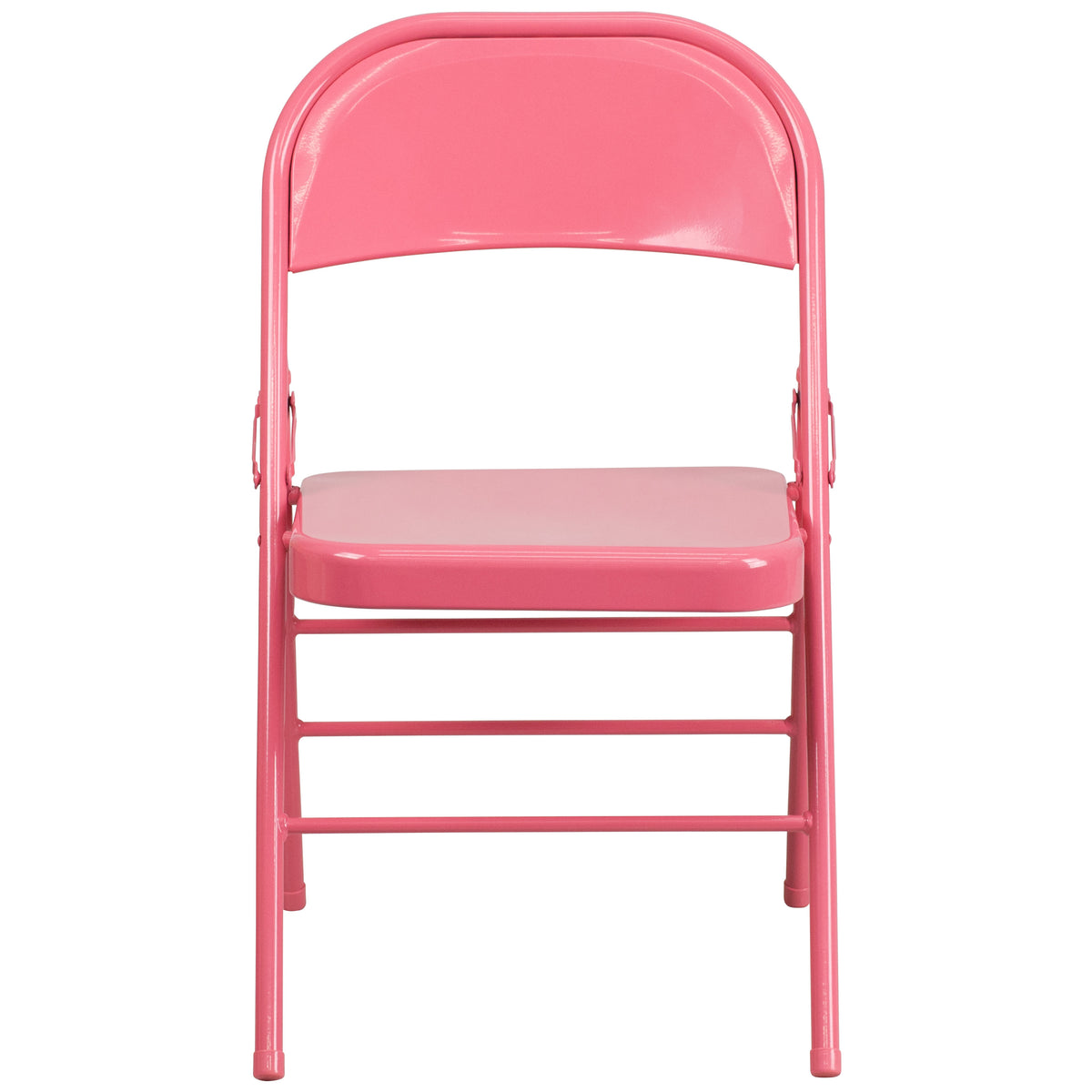 Bubblegum Pink |#| Bubblegum Pink Triple Braced & Double Hinged Metal Folding Chair - Vivid Color