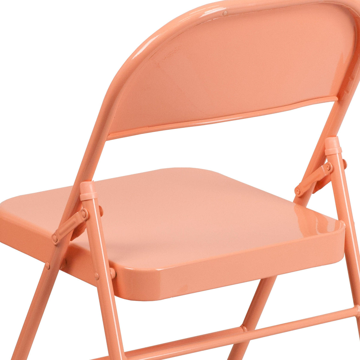 Sedona Coral |#| Sedona Coral Triple Braced & Double Hinged Metal Folding Chair - Event Chair