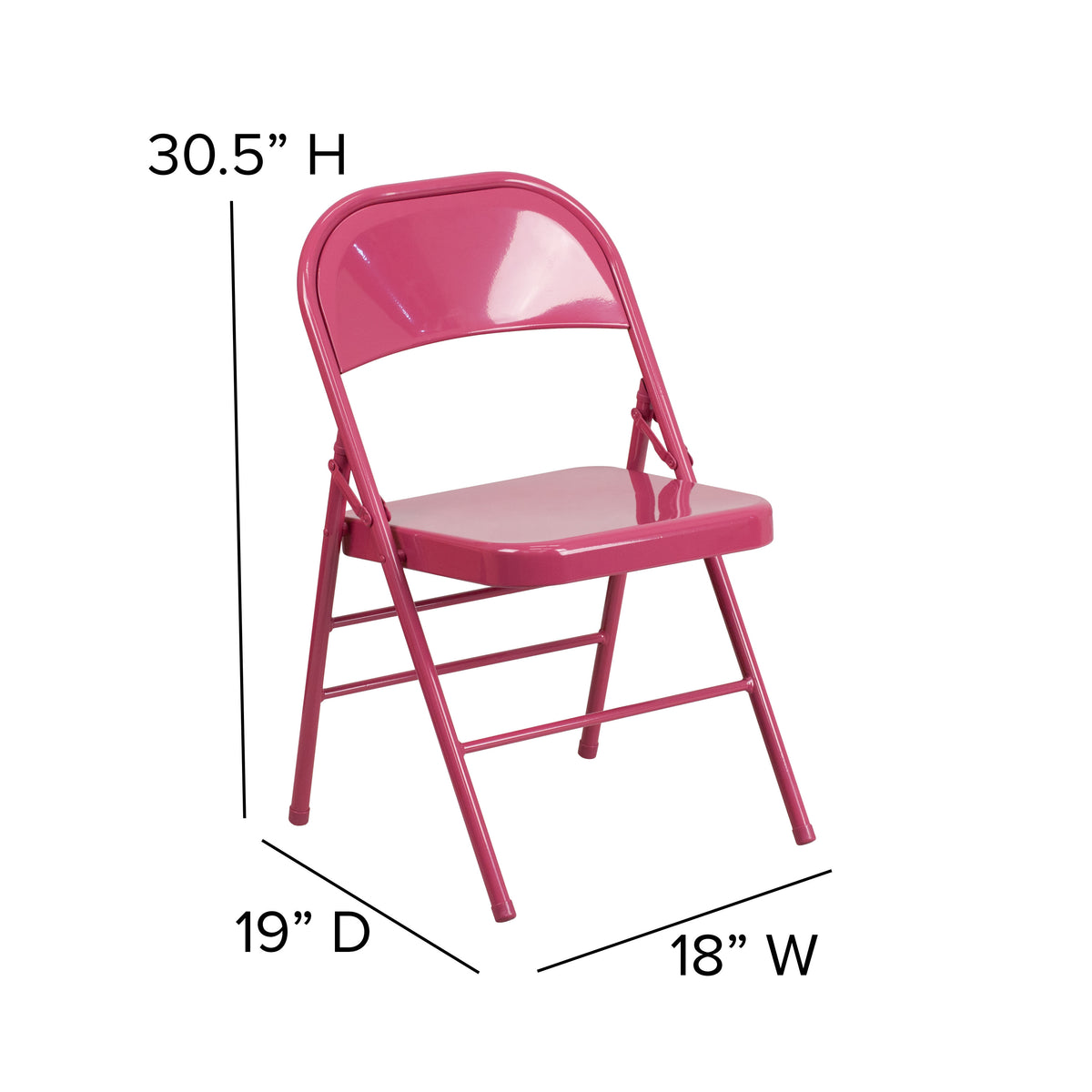 Shockingly Fuchsia |#| Shockingly Fuchsia Triple Braced & Double Hinged Metal Folding Chair-Event Chair