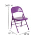 Impulsive Purple |#| Impulsive Purple Triple Braced & Double Hinged Metal Folding Chair - Vivid Color