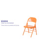 Orange Marmalade |#| Orange Marmalade Triple Braced & Double Hinged Metal Folding Chair - Vivid Color