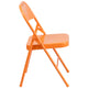 Orange Marmalade |#| Orange Marmalade Triple Braced & Double Hinged Metal Folding Chair - Vivid Color