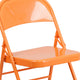 Orange Marmalade |#| Orange Marmalade Triple Braced & Double Hinged Metal Folding Chair - Vivid Color