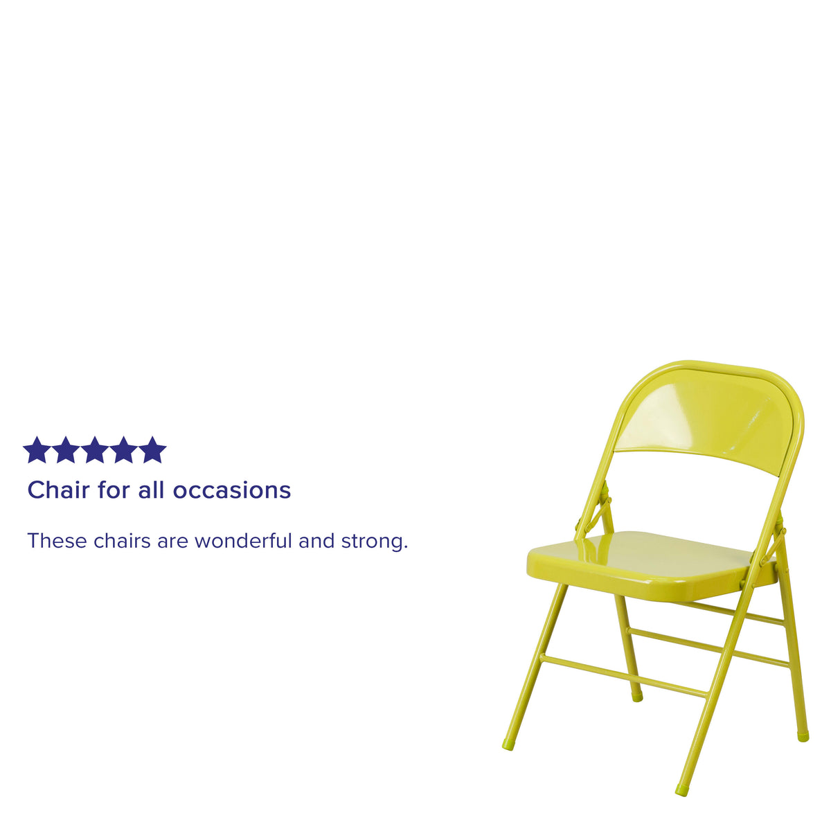 Twisted Citron |#| Twisted Citron Triple Braced & Double Hinged Metal Folding Chair - Event Chair