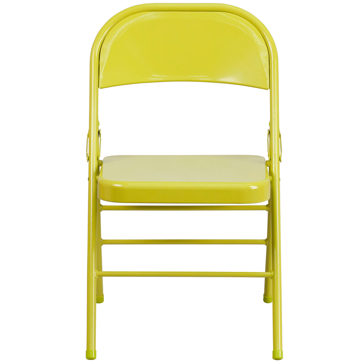 Twisted Citron |#| Twisted Citron Triple Braced & Double Hinged Metal Folding Chair - Event Chair