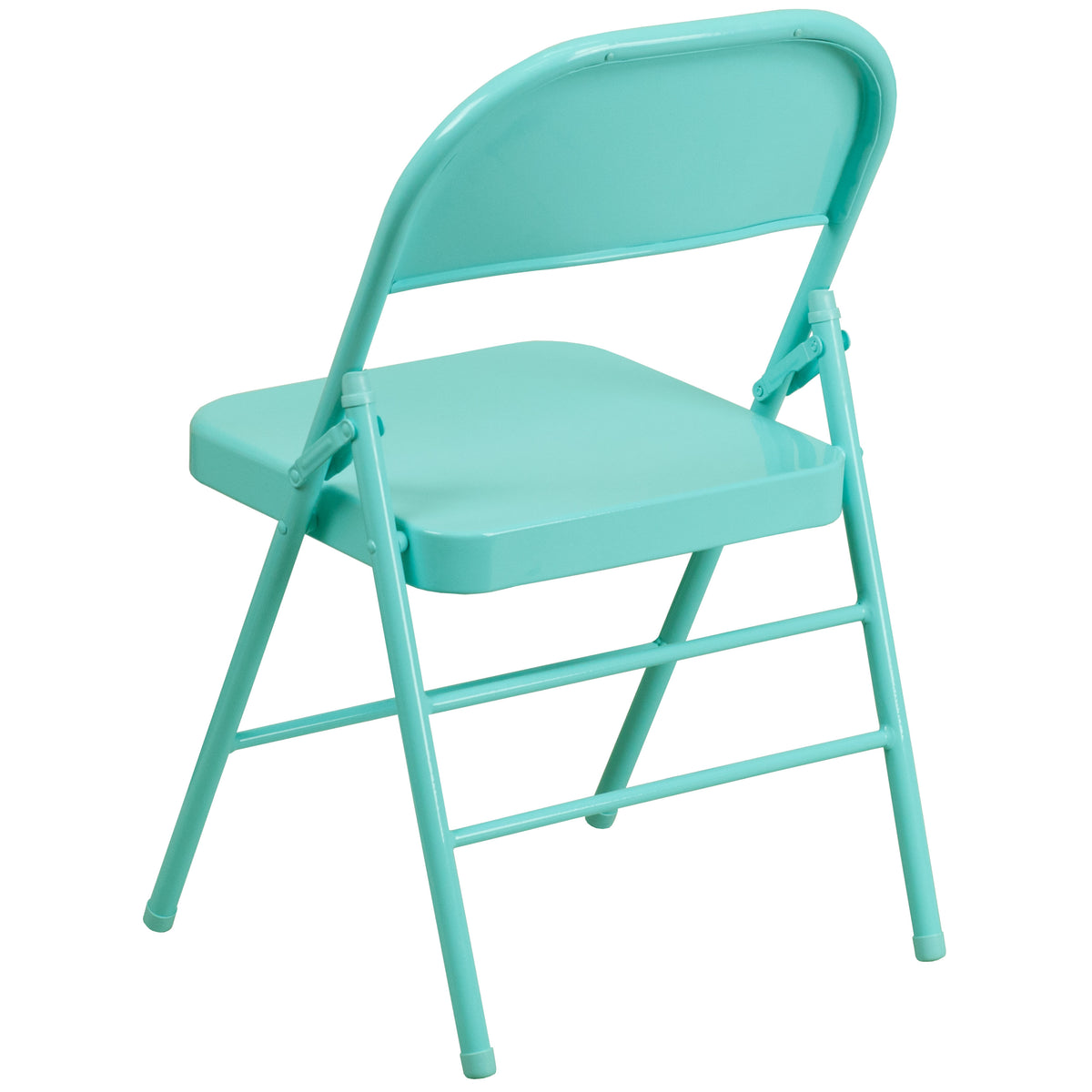 Tantalizing Teal |#| Tantalizing Teal Triple Braced & Double Hinged Metal Folding Chair - Vivid Color