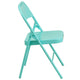 Tantalizing Teal |#| Tantalizing Teal Triple Braced & Double Hinged Metal Folding Chair - Vivid Color