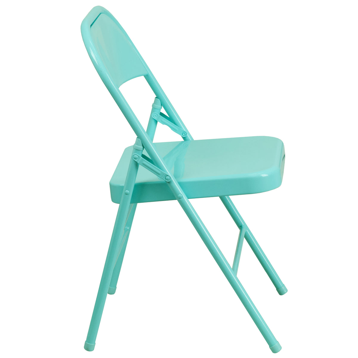 Tantalizing Teal |#| Tantalizing Teal Triple Braced & Double Hinged Metal Folding Chair - Vivid Color