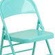 Tantalizing Teal |#| Tantalizing Teal Triple Braced & Double Hinged Metal Folding Chair - Vivid Color