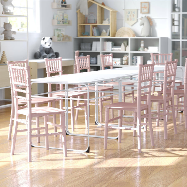 Pink |#| Child's Classic Resin Chiavari Chair for All Occasions in Pink