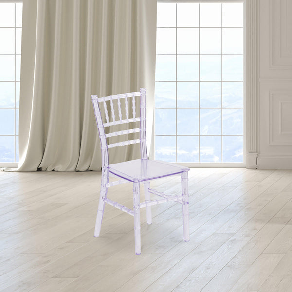 Clear |#| Child's Classic Resin Chiavari Chair for All Occasions in Transparent Crystal