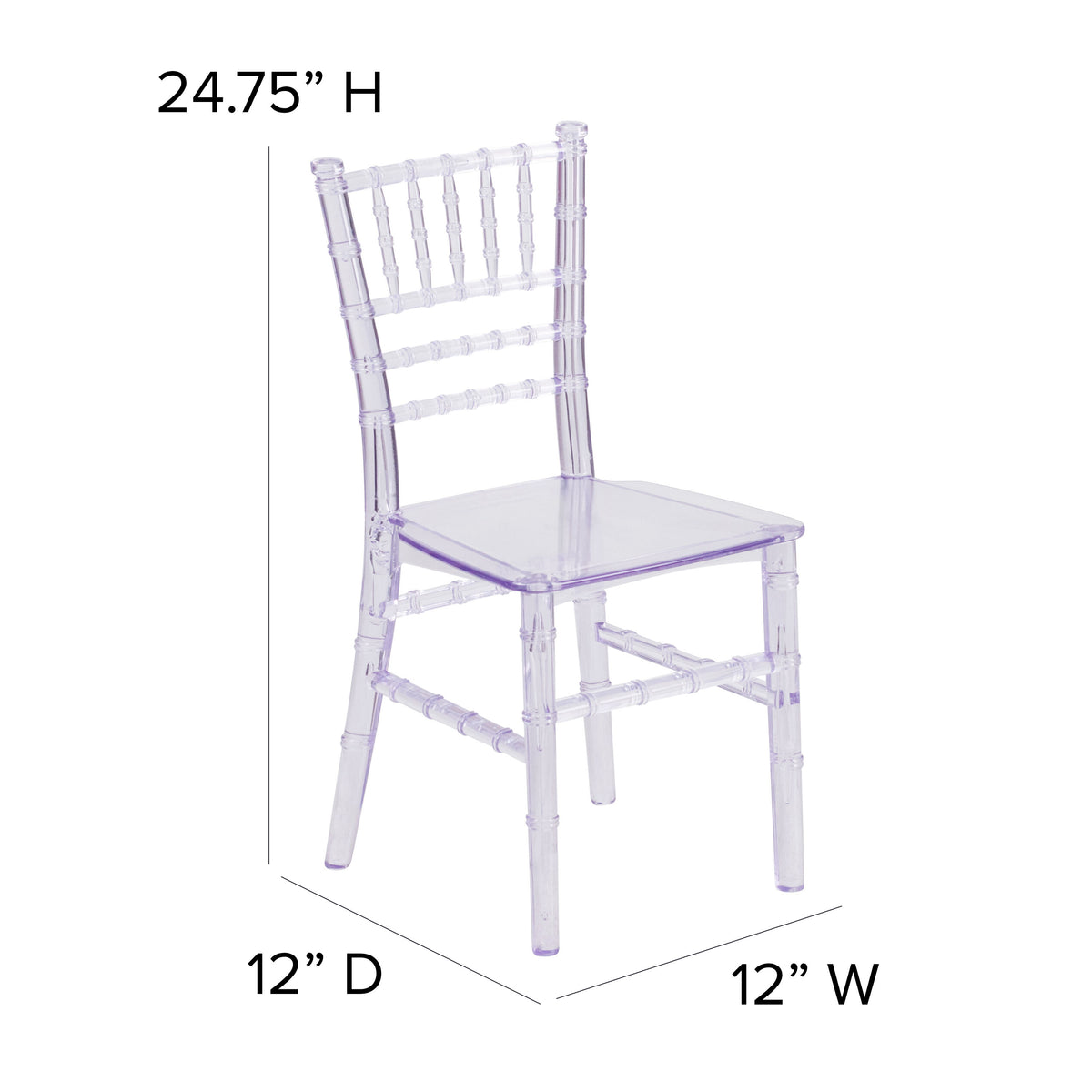 Clear |#| Child's Classic Resin Chiavari Chair for All Occasions in Transparent Crystal