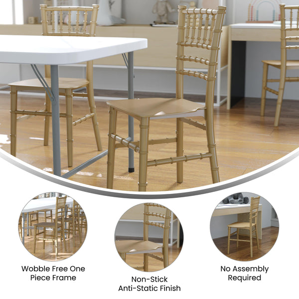 Gold |#| Child's Classic Resin Chiavari Chair for All Occasions in Gold