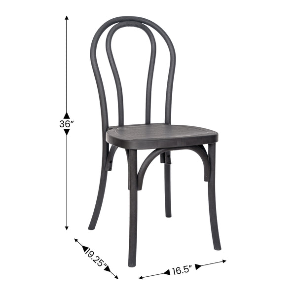 Black |#| Indoor/Outdoor Commercial Grade Wood Look Resin Thonet Style Chair in Black