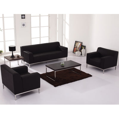 HERCULES Definity Series Contemporary LeatherSoft Loveseat with Line Stitching and Integrated Stainless Steel Frame - View 2